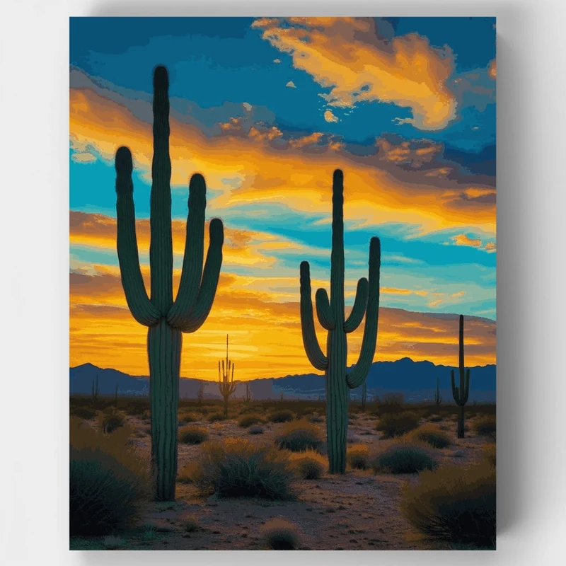Majestic Saguaro Desert Twilight - Paint by Numbers Kit