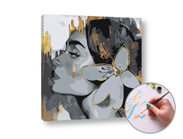 Paint by Numbers Woman with a Flower in Her Hair, Low Difficulty