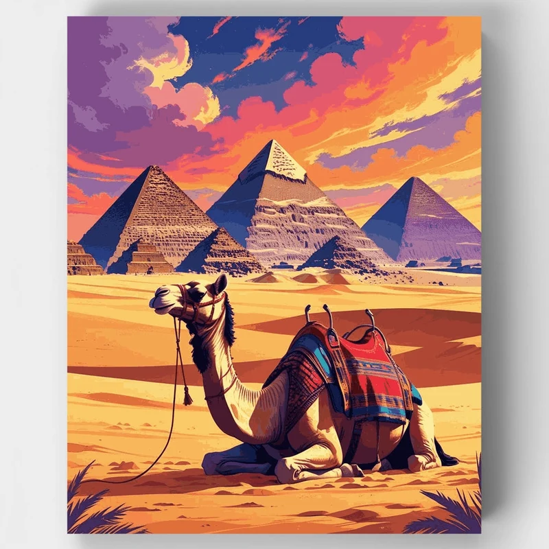 Camel Journey Through Ancient Egypt - Paint by Numbers Kit