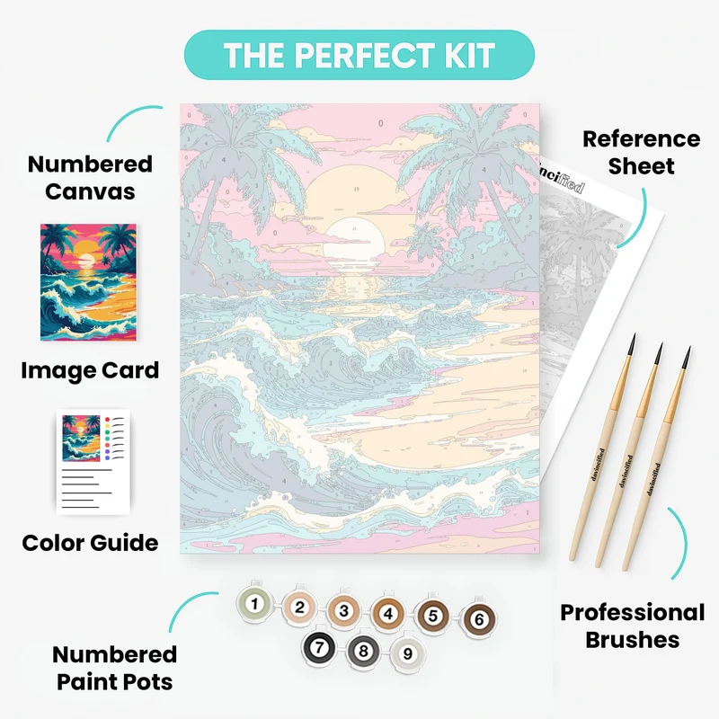 Tropical Paradise Sunset Beach - Paint by Numbers Kit