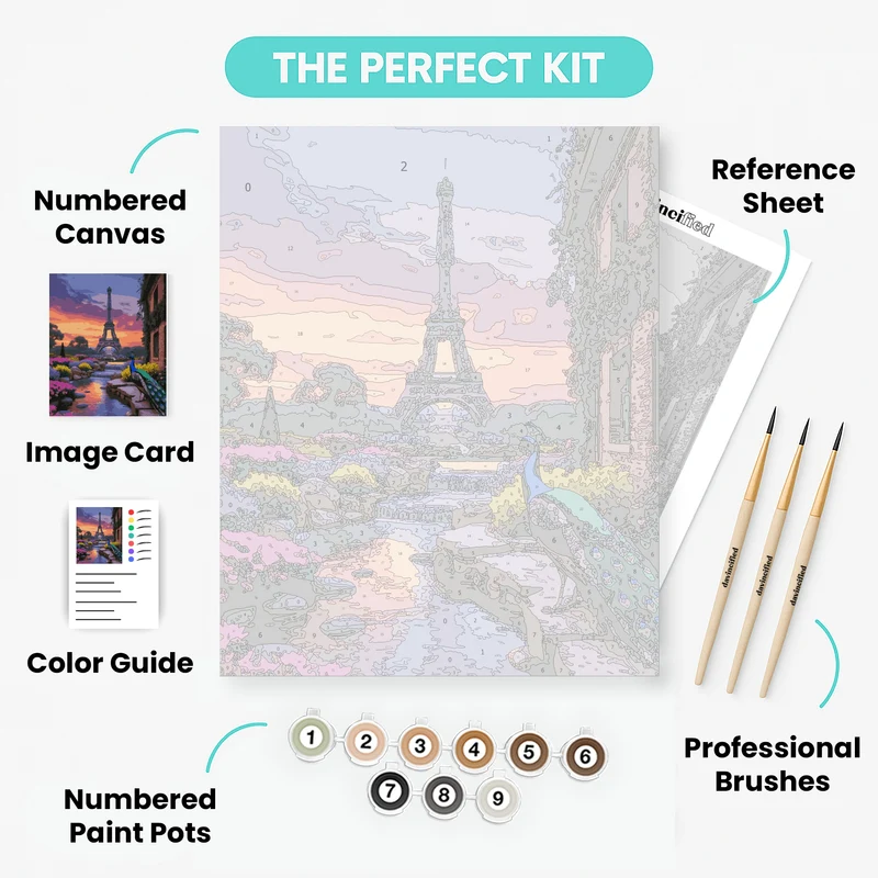 Paris Garden Peacock Sunset - Paint by Numbers Kit