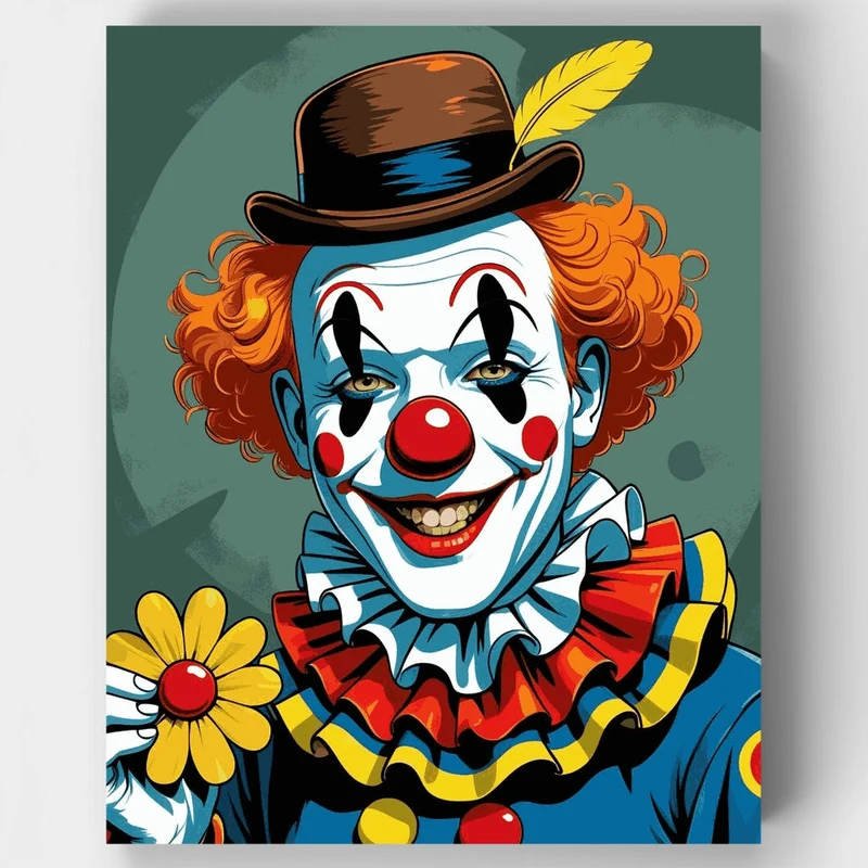 Vintage Clown with Flower - Paint by Numbers Kit