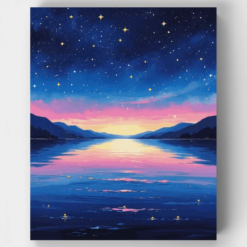 Starry Night Lake Reflection - Paint by Numbers Kit