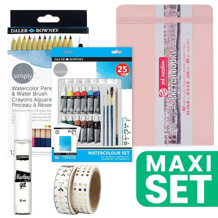 Handy Art Journal Painting Set 21 x 14.8 cm, Watercolor, Pastel Pink