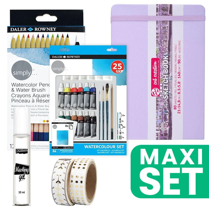 Handy Art Journal Painting Set, 21 x 14.8 cm, Watercolor, Pastel Purple