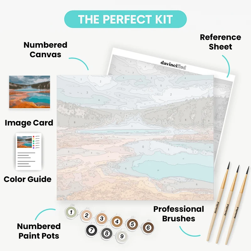 Yellowstone Grand Prismatic Hot Springs - Paint by Numbers Kit