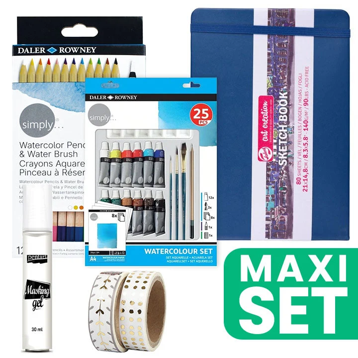 Handy Art Journal Painting Set, 21 x 14.8 cm, Watercolor, Navy Blue
