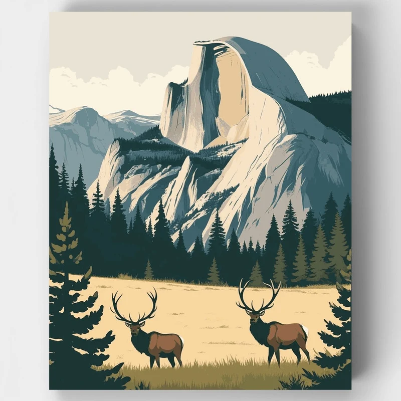 Mountain Wilderness with Elk - Paint by Numbers Kit