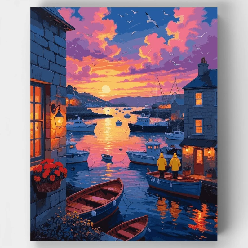 Coastal Harbor Sunset - Paint by Numbers Kit