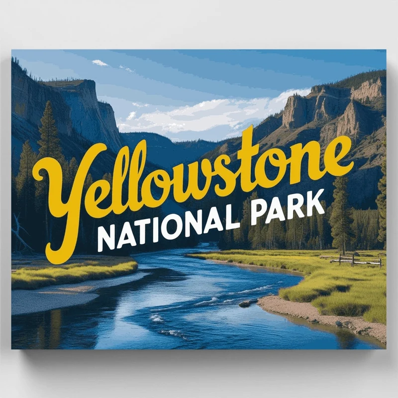 Yellowstone River Valley Landscape - Paint by Numbers Kit