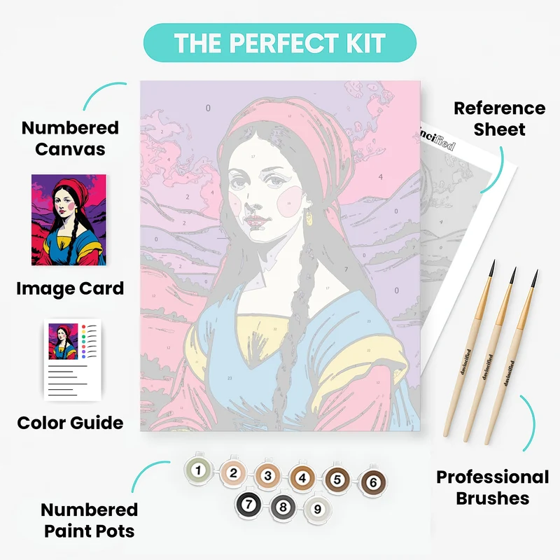 Pop Art Portrait of Woman with Red Headscarf - Paint by Numbers Kit