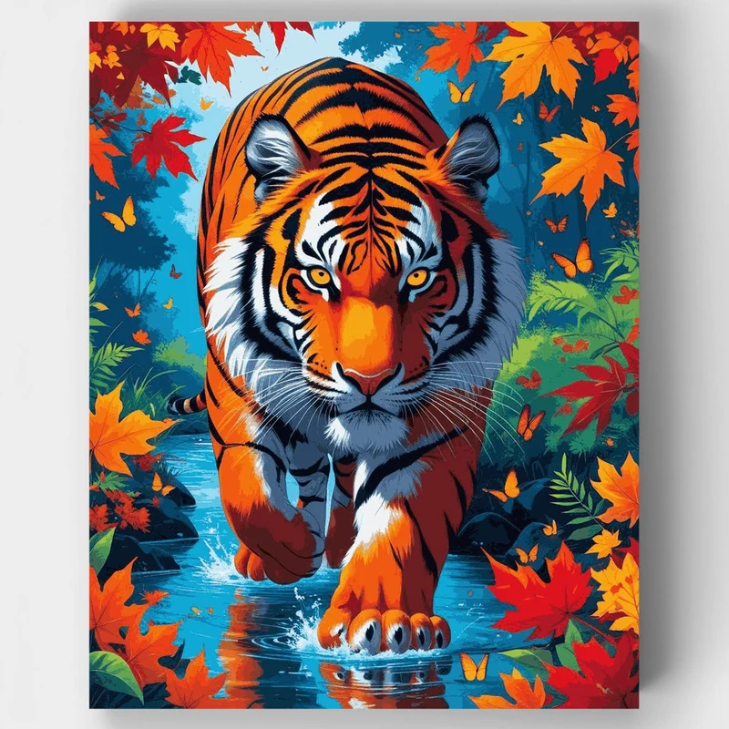 Majestic Tiger in Autumn Jungle - Paint by Numbers Kit
