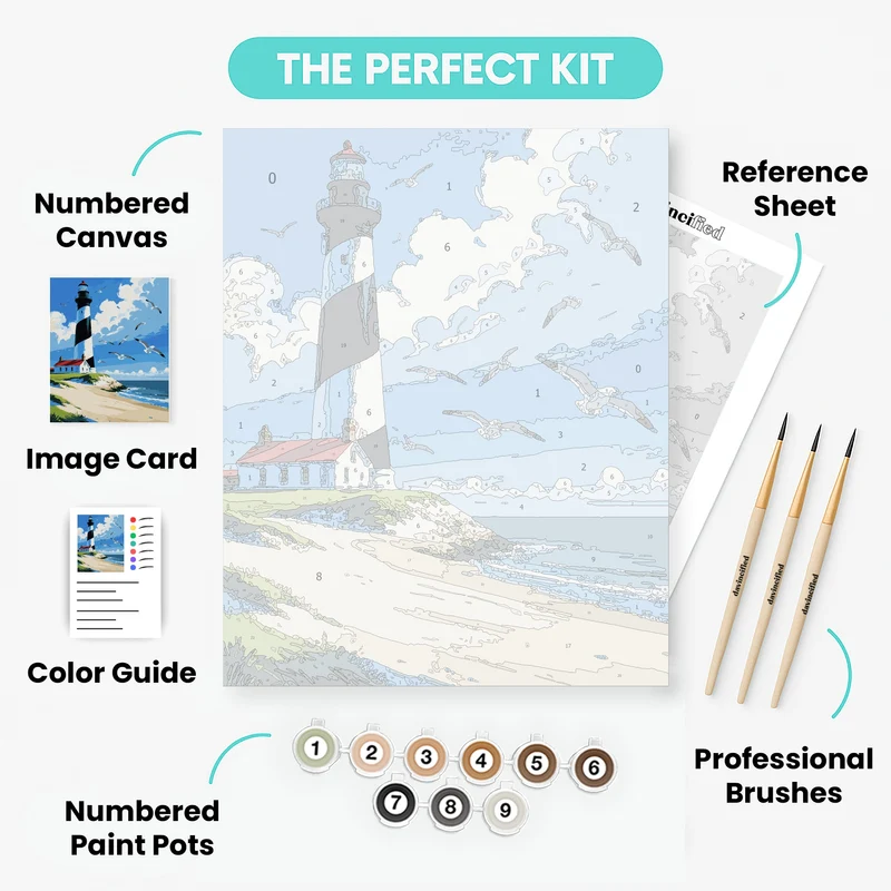 Coastal Lighthouse with Seagulls - Paint by Numbers Kit