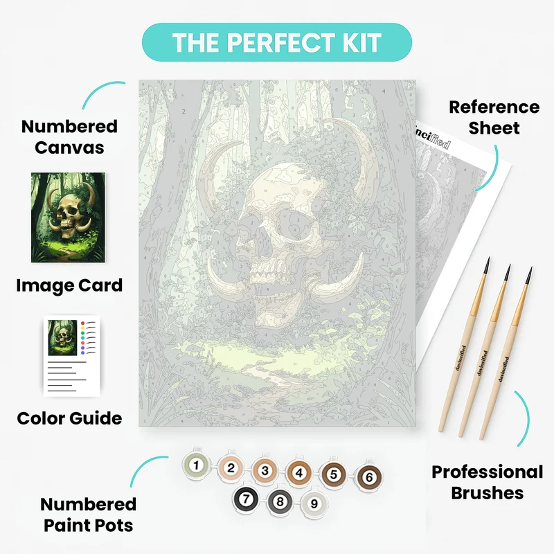 Mystical Forest Skull with Tusks - Paint by Numbers Kit