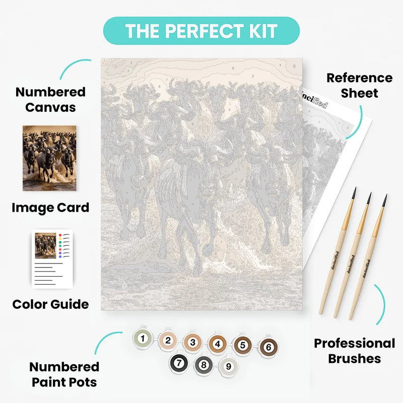 Wildebeest Migration River Crossing - Paint by Numbers Kit