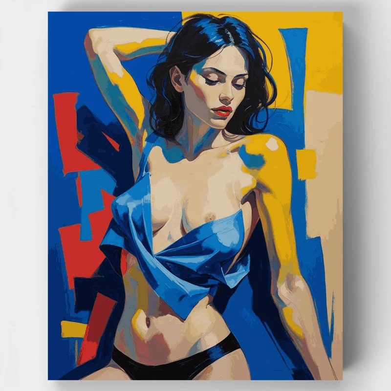 Contemporary Woman in Blue - Paint by Numbers Kit
