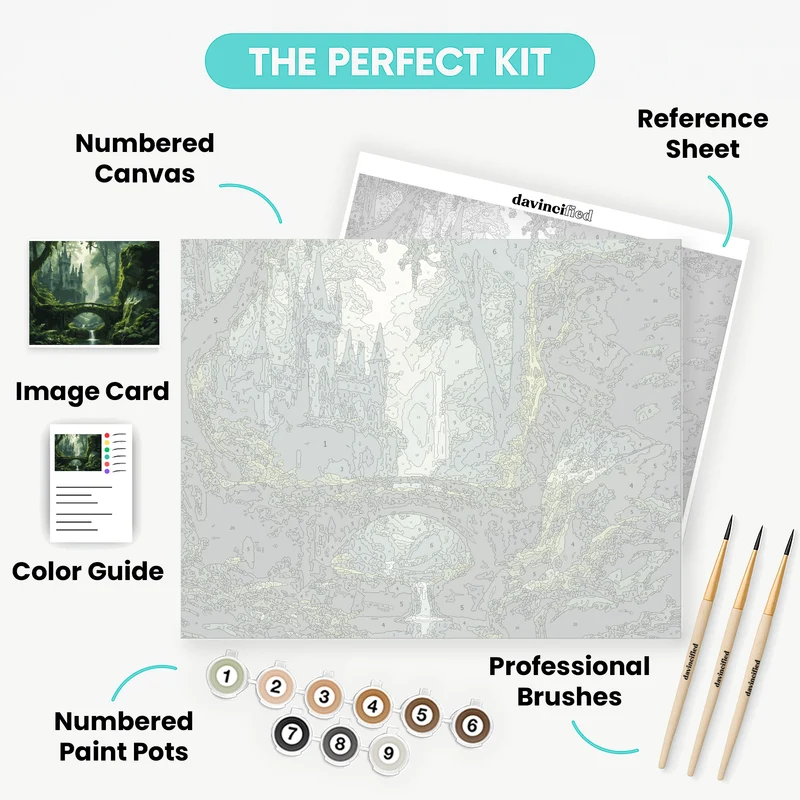 Enchanted Castle in Mystical Forest - Paint by Numbers Kit