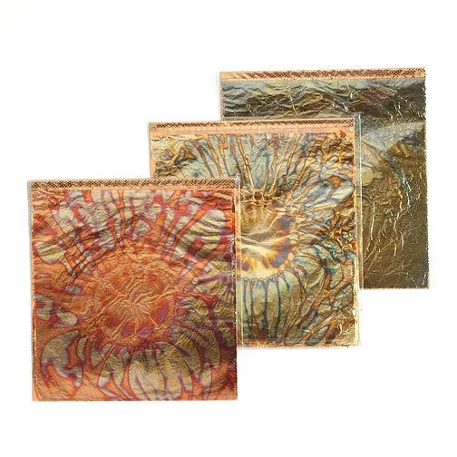 KREUL Red-Gold Decorative Foil, Flowers, 140 x 140 mm, Set of 6