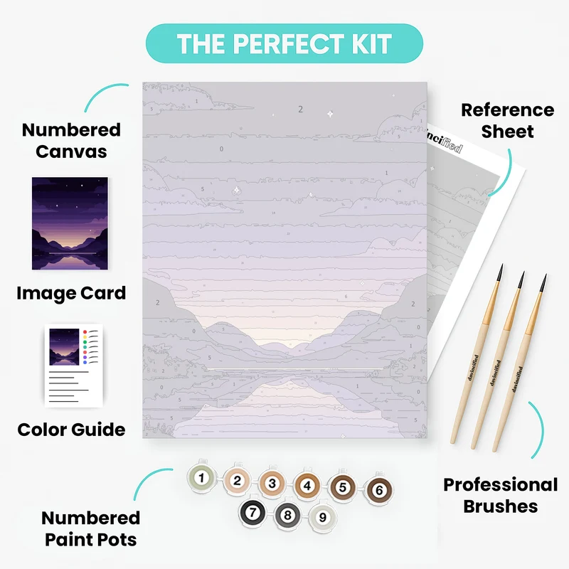 Starry Night Mountain Lake - Paint by Numbers Kit