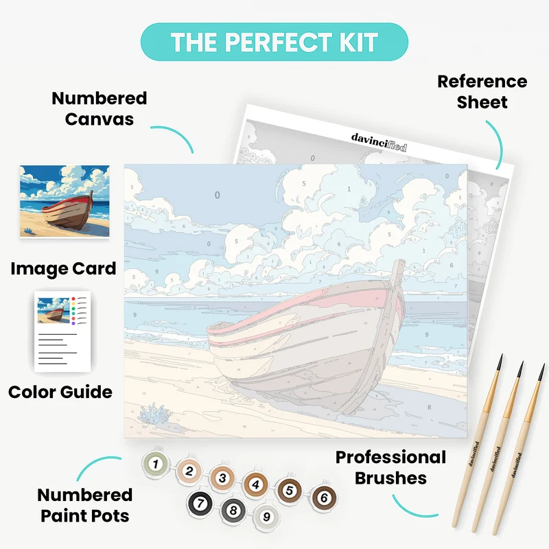 Vintage Boat on Beach - Paint by Numbers Kit