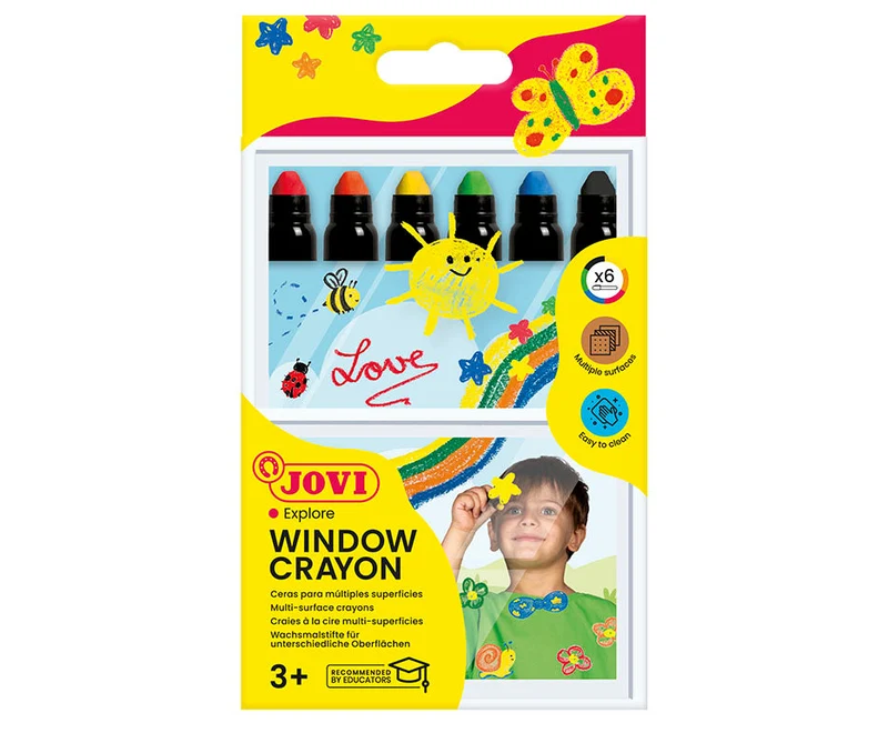 Κηρομπογιές τζελ για γυαλί JOVI Jovidecor Glass – 6 τμχ