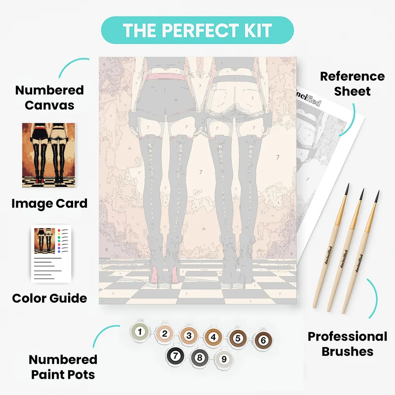 Stylized Anime Figures in Fetish Fashion - Paint by Numbers Kit