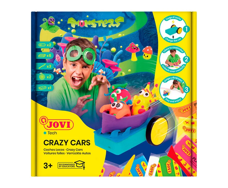 Ustvarjalni modelirni set Jovi Tech Crazy Cars Pošasti - 14 kosov