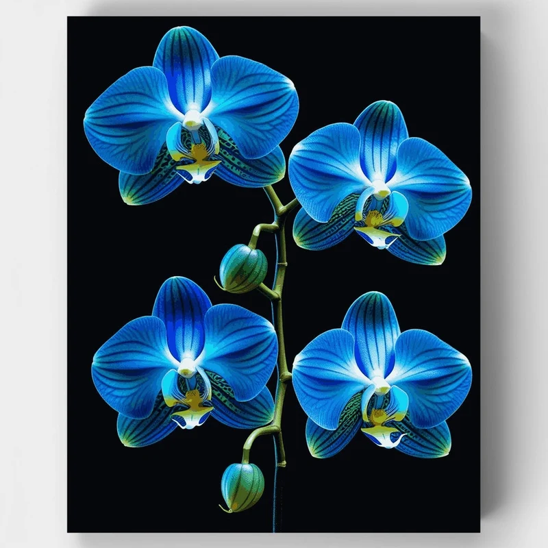 Elegant Blue Orchid Stem - Paint by Numbers Kit