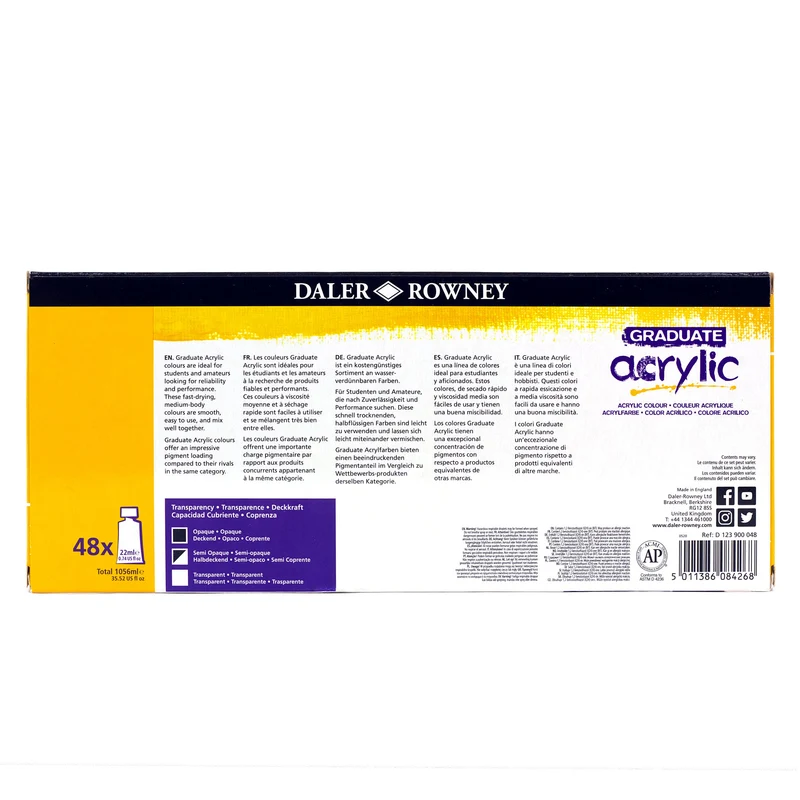 DALER ROWNEY Graduate set akrilnih barv 48 x 22 ml