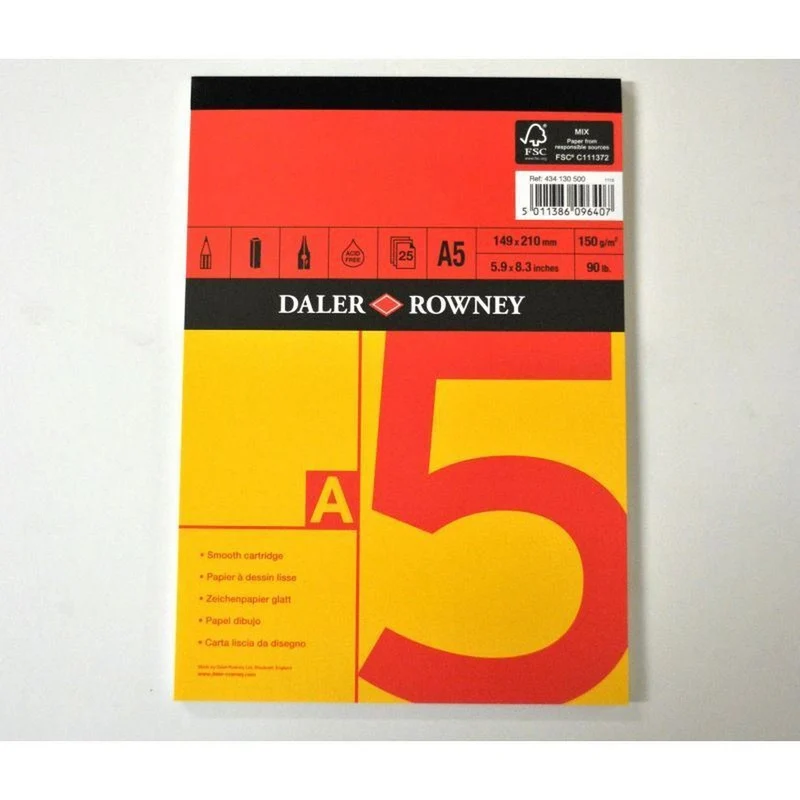 DALER ROWNEY Red & Yellow skicirka A5 150 g/m² 25 listov lepljena