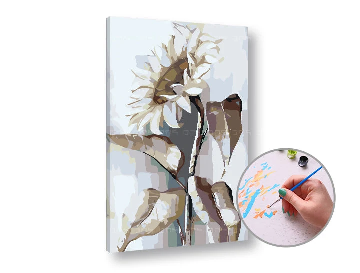 Paint by Numbers WHITE SUNFLOWER – Low Difficulty