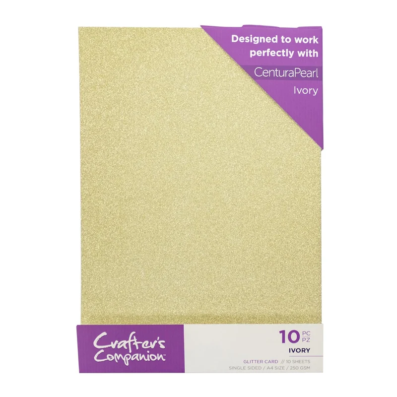 Crafter's Companion - A4 Glitter Card - 250gsm 10 Sheets - Ivory