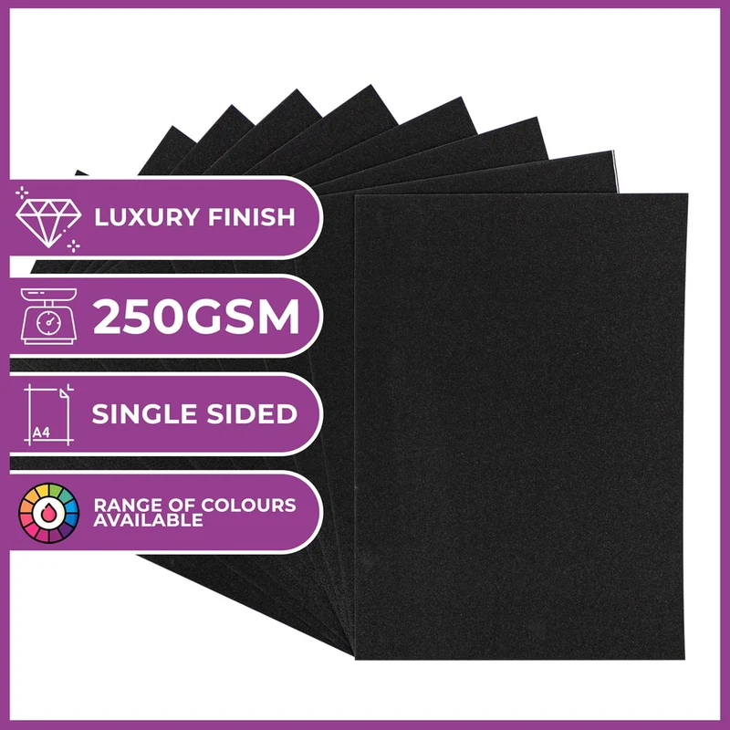 Crafter's Companion - A4 Glitter Card - 250gsm 10 Sheets - Black