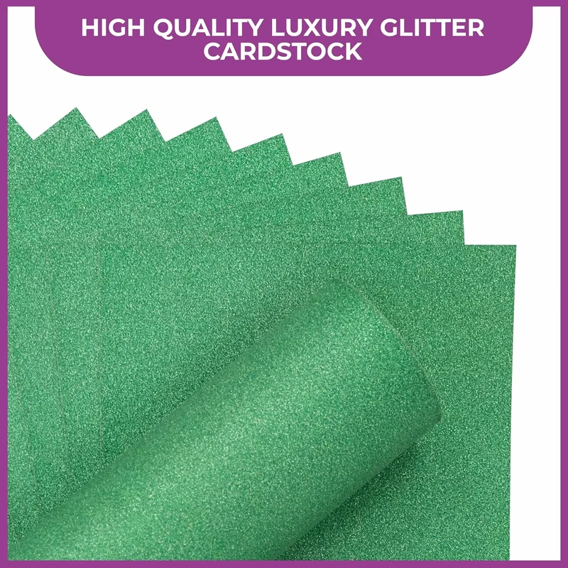 Crafter's Companion - A4 Glitter Card - 250gsm 10 Sheets - Christmas Green