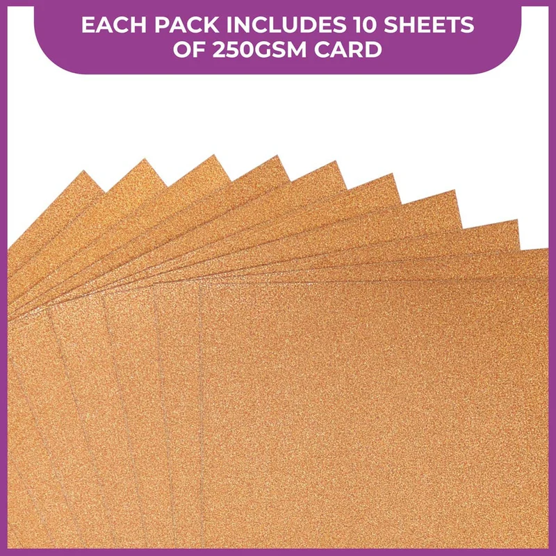 Crafter's Companion - A4 Glitter Card - 250gsm 10 Sheets - Rose Gold