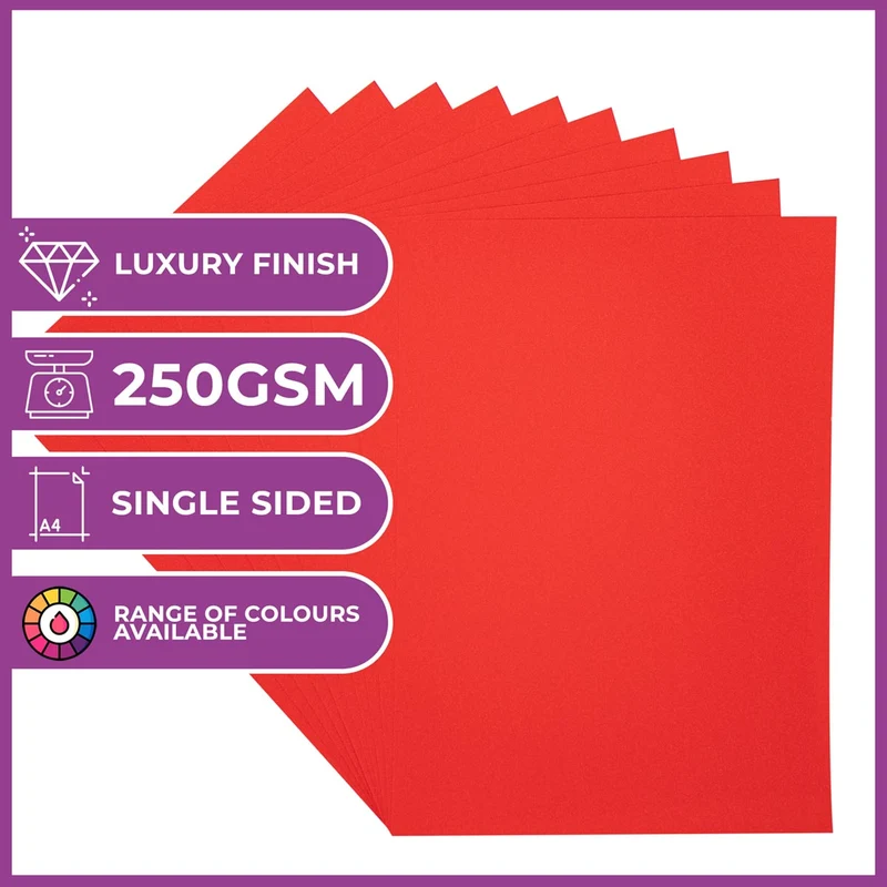 Crafter's Companion - A4 Glitter Card - 250gsm 10 Sheets - Christmas Red