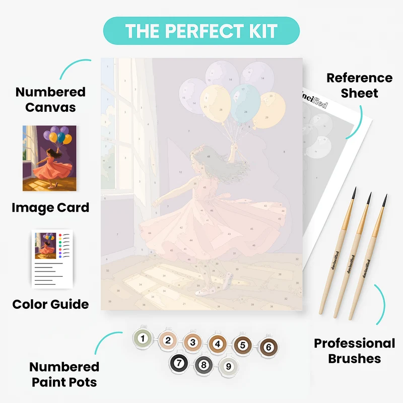 Birthday Girl's Balloon Twirl - Paint by Numbers Kit