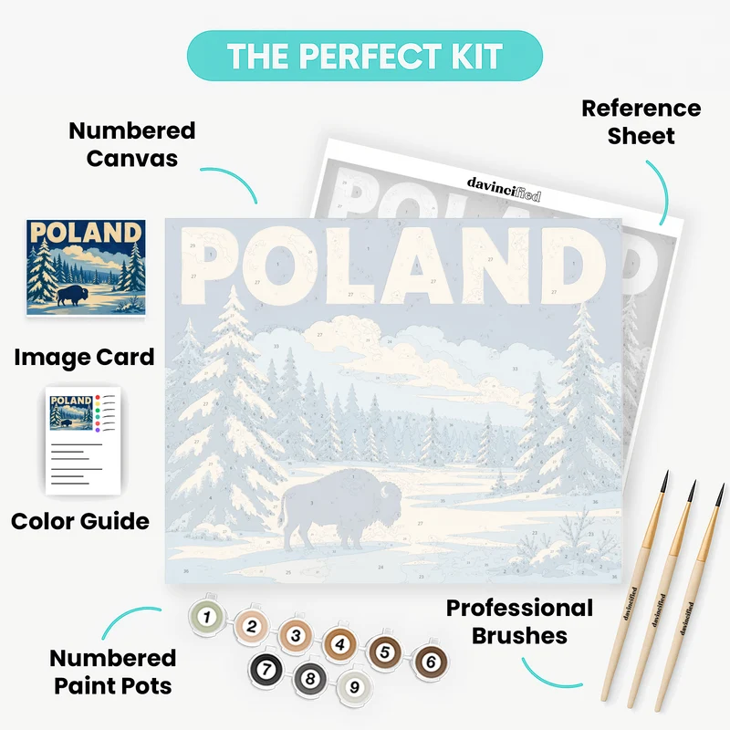 Bison in Białowieża Snow - Paint by Numbers Kit
