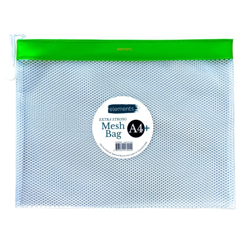 Elements PVC Mesh Bag with Green colour strip A4+