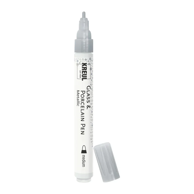 KREUL Glass & Porcelain Pen Metallic medium, Silber, 2-4 mm
