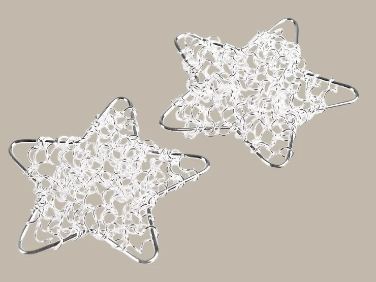 Geroma Sterne aus Draht, 5 cm, Silber, 6 Stück