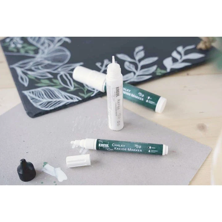 KREUL White Chalk Marker with Refill Accessories, Set of 6