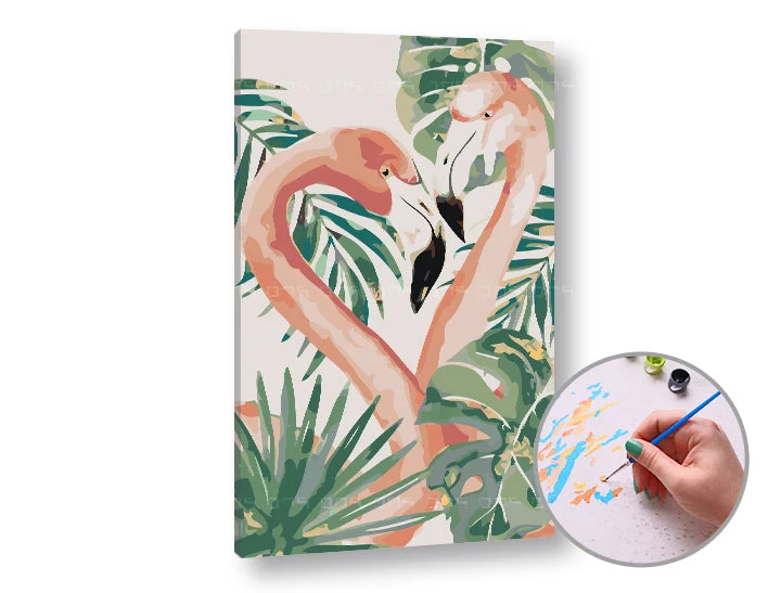 Paint by Numbers LOVE FLAMINGOS | Low Difficulty