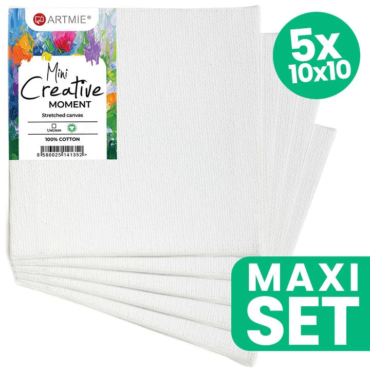 ARTMiE Mini Hobby Canvas Set of 5, 10x10 cm