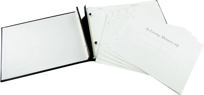 Esposti - Loose Leaf Funeral Book of Condolence Black with Presentation Box EL59