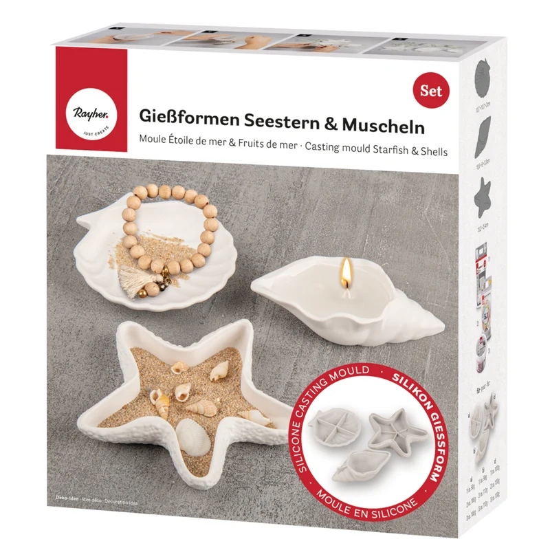 Gießform Seestern und Muscheln