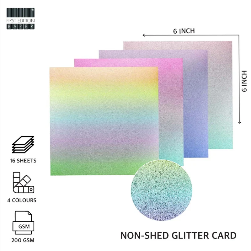 First Edition - 6in x 6in Glittered Paper Pad Pastel Ombre