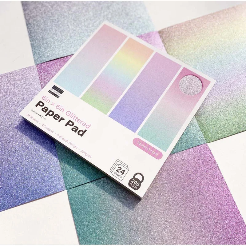 First Edition - 6in x 6in Glittered Paper Pad Pastel Ombre