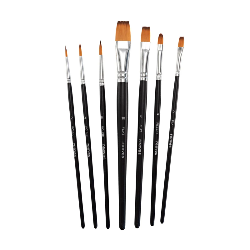 Reeves - Watercolour Brush set - Short Handle - 7x Brush Pack