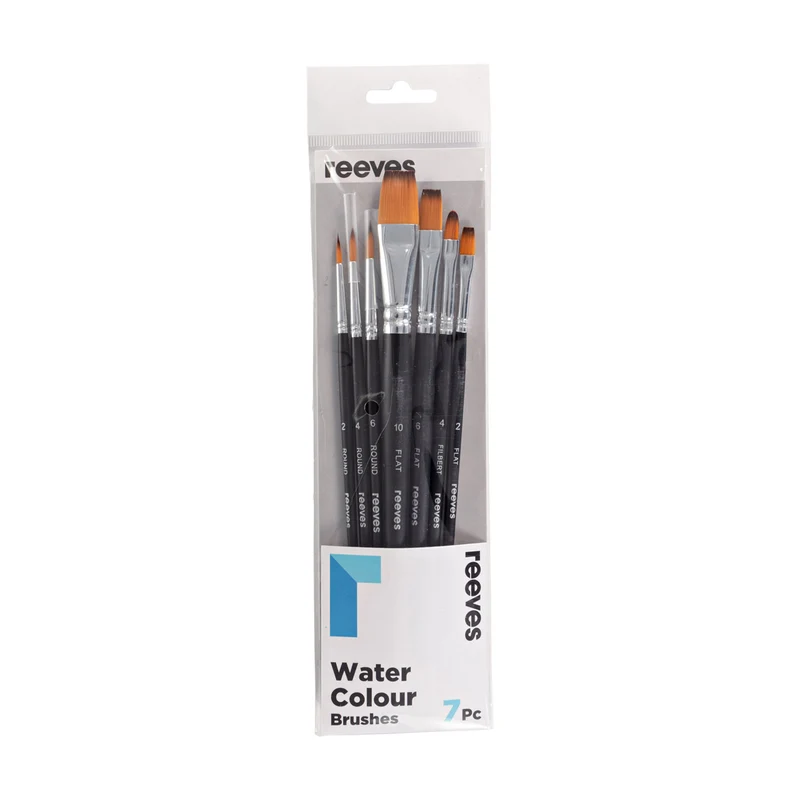 Reeves - Watercolour Brush set - Short Handle - 7x Brush Pack